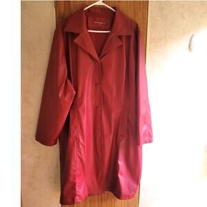 Jennyfer J Plus 3X Red Faux Leather Trench Coat City Chic Quietlux Statement